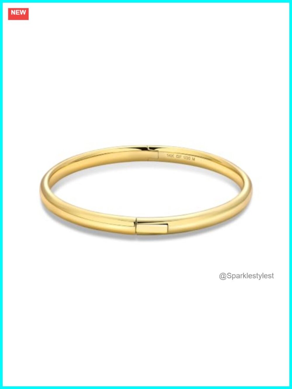 14k Gold Filled Oval Bangle Bracelet Snap Clasp 7in